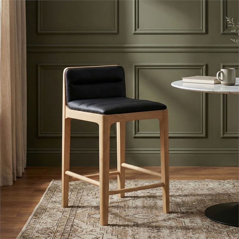 Meridian Furniture Ellis Black Vegan Leather Counter Stool (Set of 2)