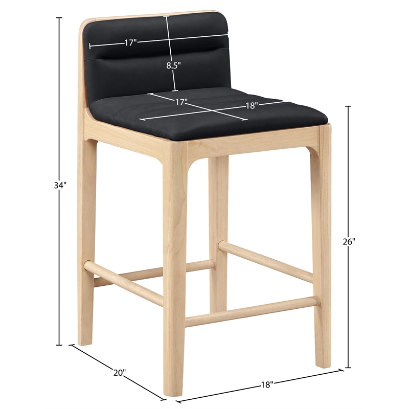 Meridian Furniture Ellis Black Vegan Leather Counter Stool (Set of 2)