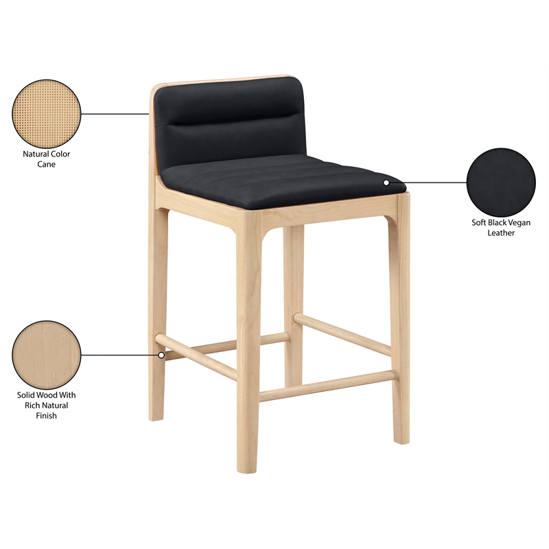 Meridian Furniture Ellis Black Vegan Leather Counter Stool (Set of 2)