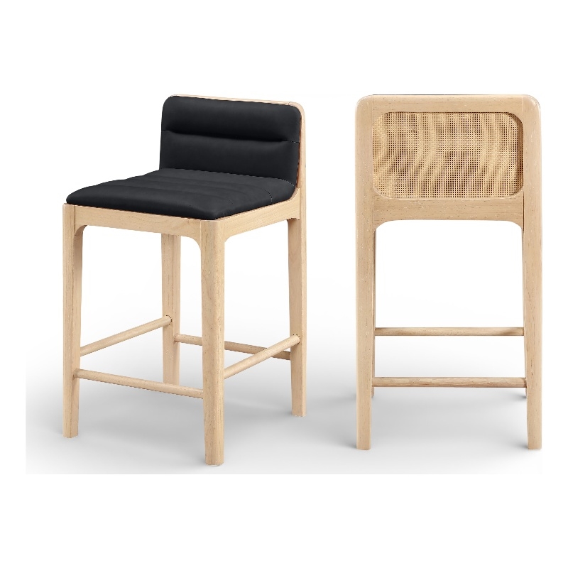 Meridian Furniture Ellis Black Vegan Leather Counter Stool (Set of 2)