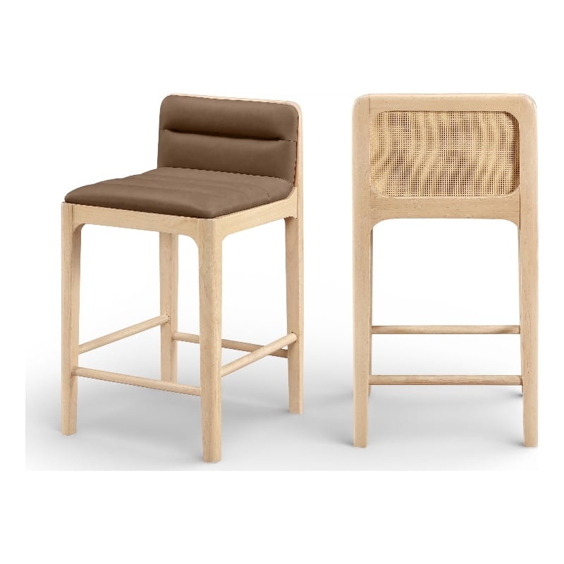 Meridian Furniture Ellis Brown Vegan Leather Counter Stool (Set of 2)