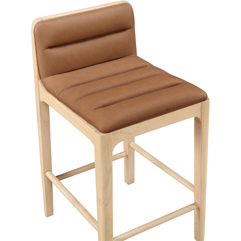 Meridian Furniture Ellis Cognac Vegan Leather Counter Stool (Set of 2)