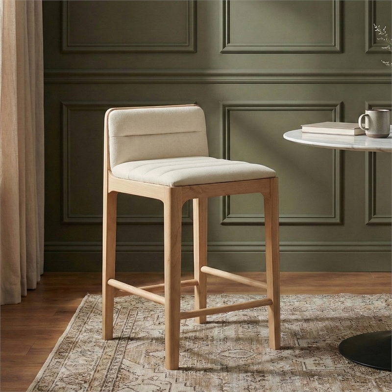 Meridian Furniture Ellis Cream Vegan Leather Counter Stool (Set of 2)