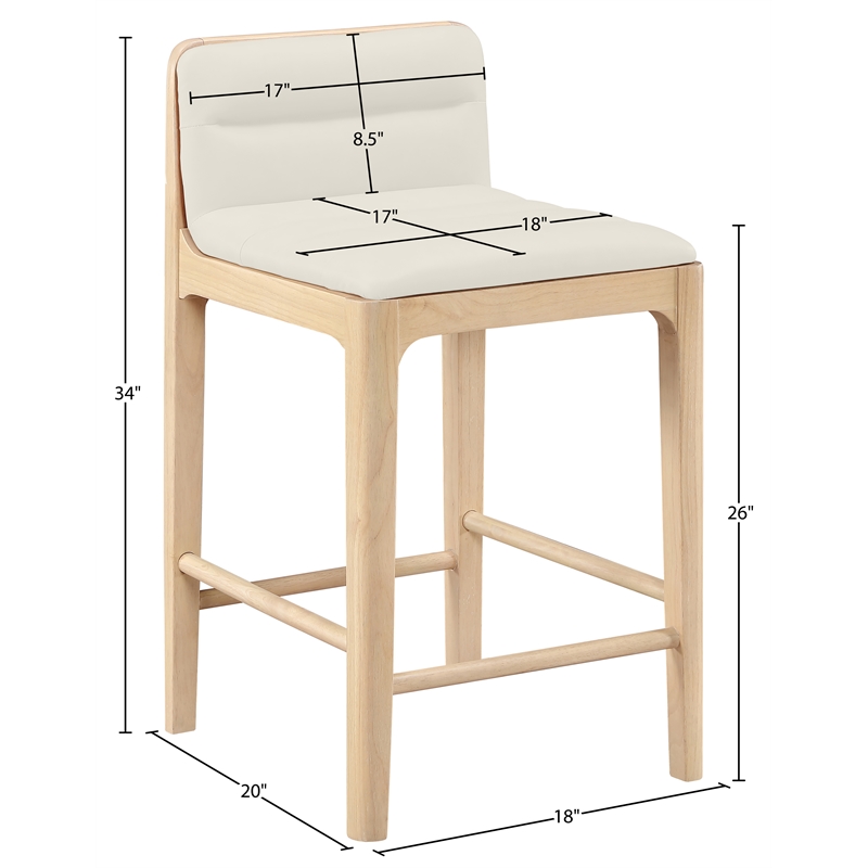 Meridian Furniture Ellis Cream Vegan Leather Counter Stool (Set of 2)