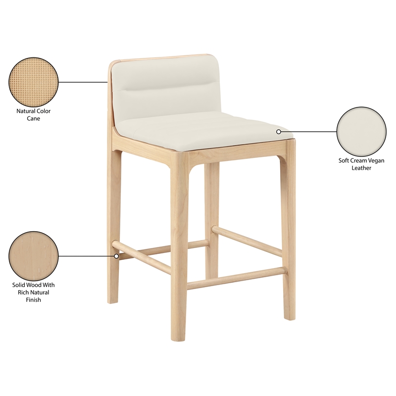 Meridian Furniture Ellis Cream Vegan Leather Counter Stool (Set of 2)