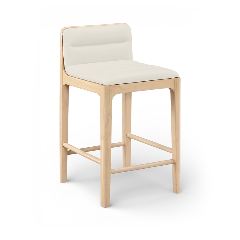 Meridian Furniture Ellis Cream Vegan Leather Counter Stool (Set of 2)