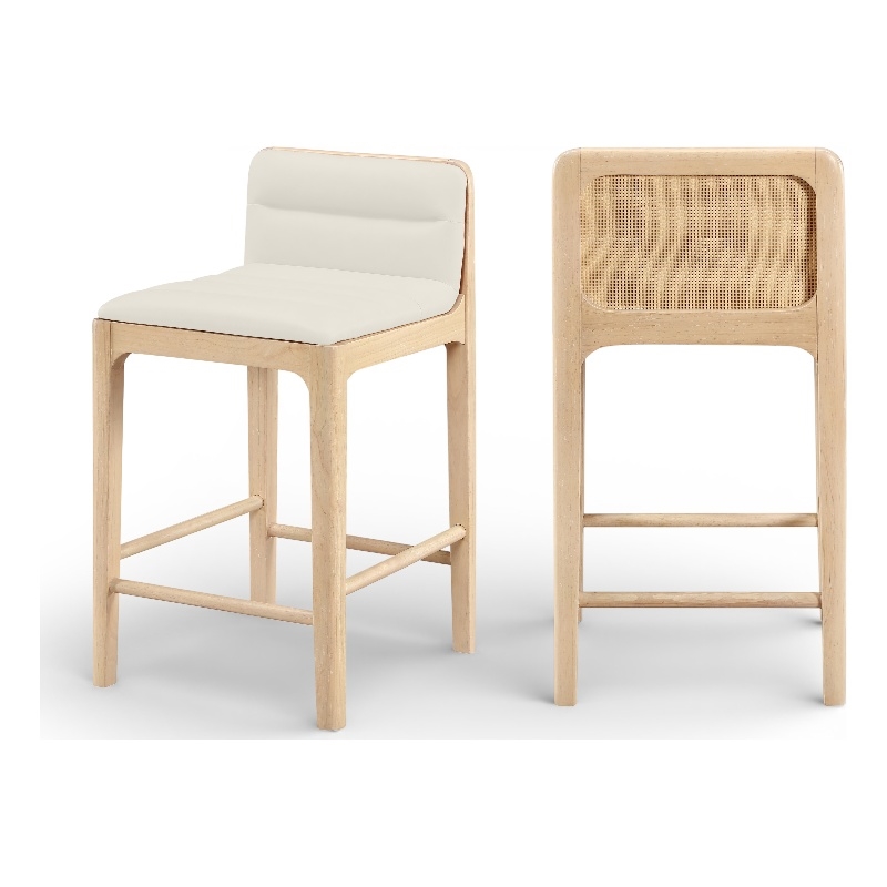 Meridian Furniture Ellis Cream Vegan Leather Counter Stool (Set of 2)