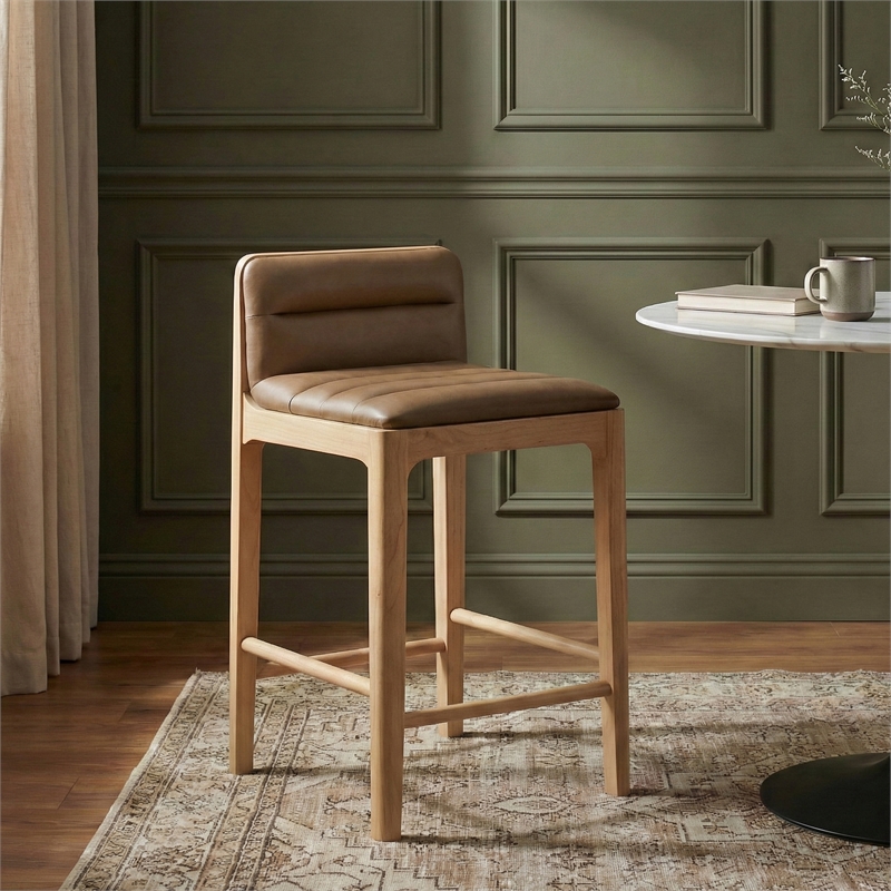Meridian Furniture Ellis Tan Vegan Leather Counter Stool (Set of 2)