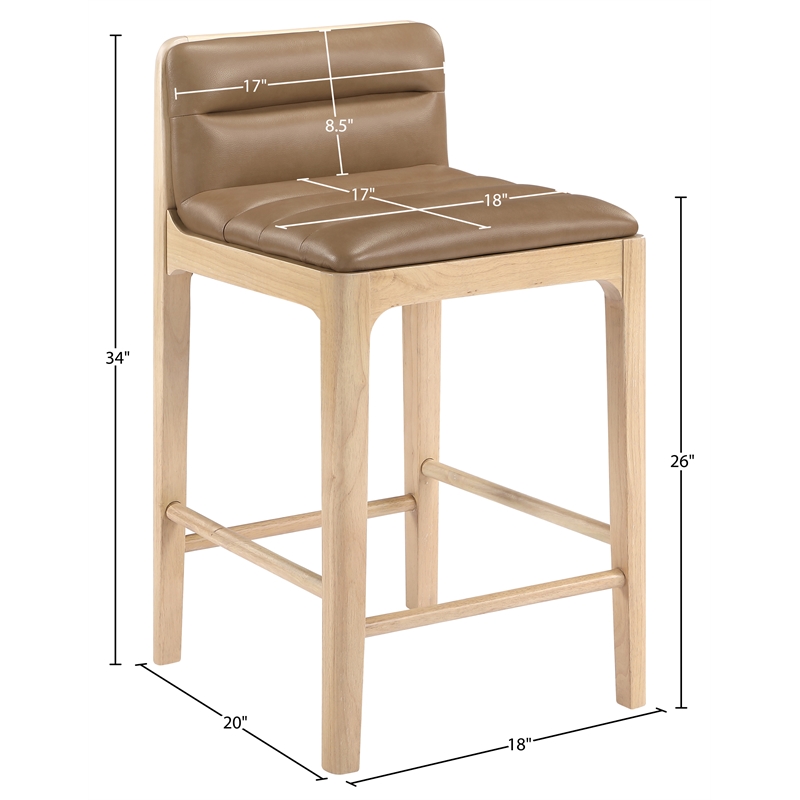 Meridian Furniture Ellis Tan Vegan Leather Counter Stool (Set of 2)