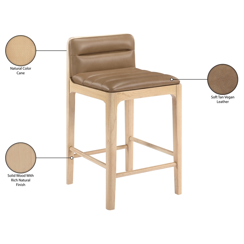 Meridian Furniture Ellis Tan Vegan Leather Counter Stool (Set of 2)