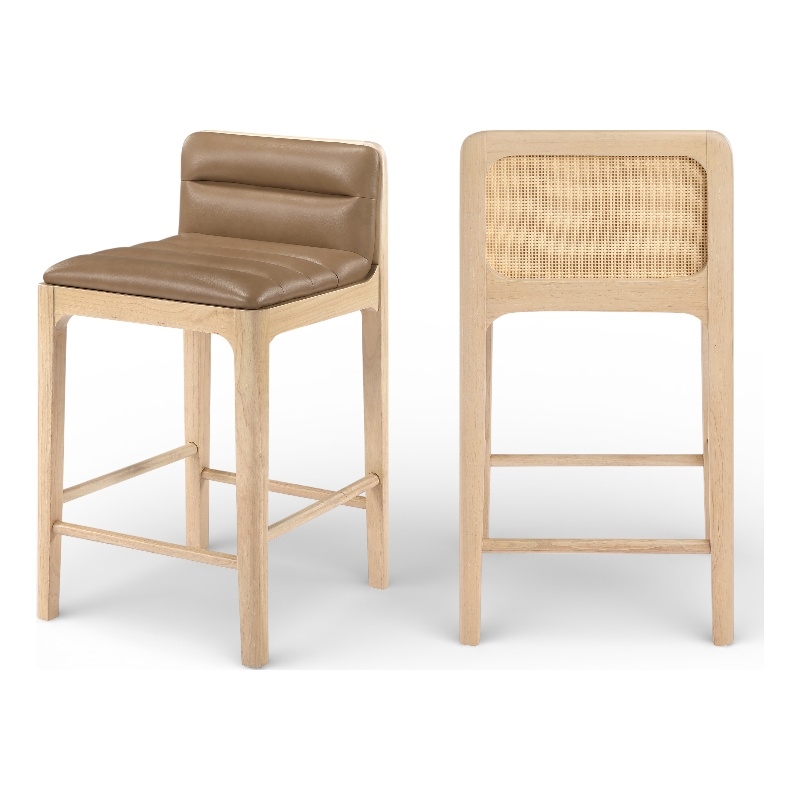 Meridian Furniture Ellis Tan Vegan Leather Counter Stool (Set of 2)