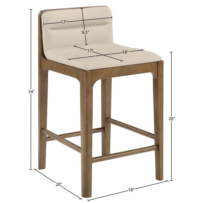 Meridian Furniture Ellis Beige Vegan Leather Counter Stool (Set of 2)
