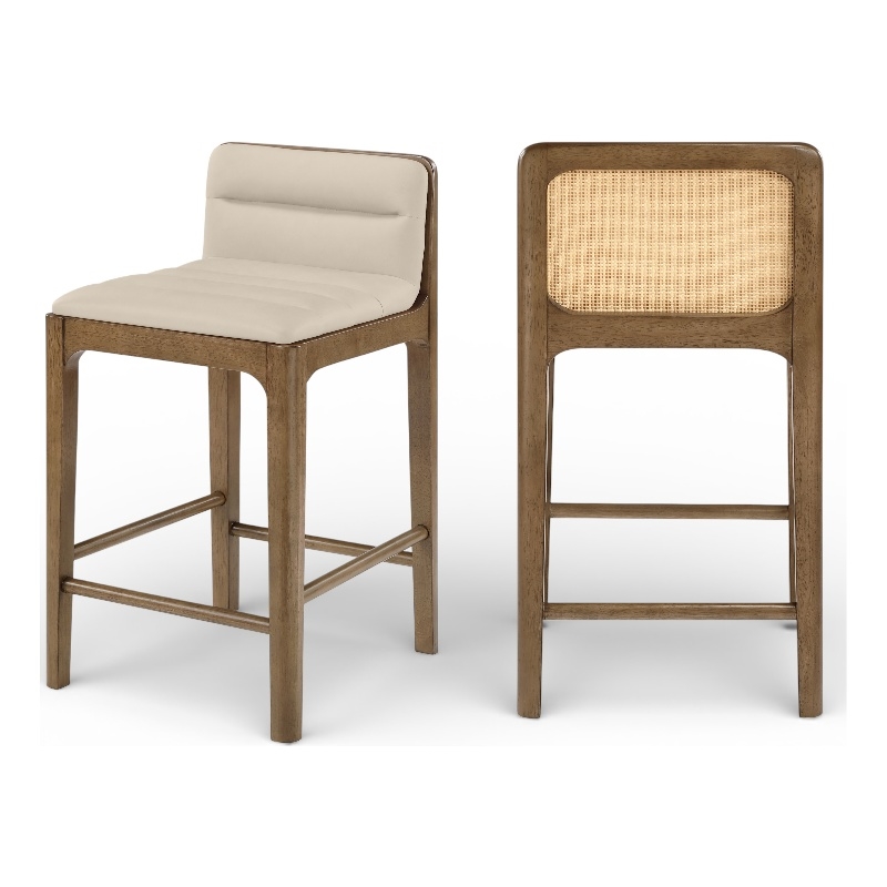Meridian Furniture Ellis Beige Vegan Leather Counter Stool (Set of 2)