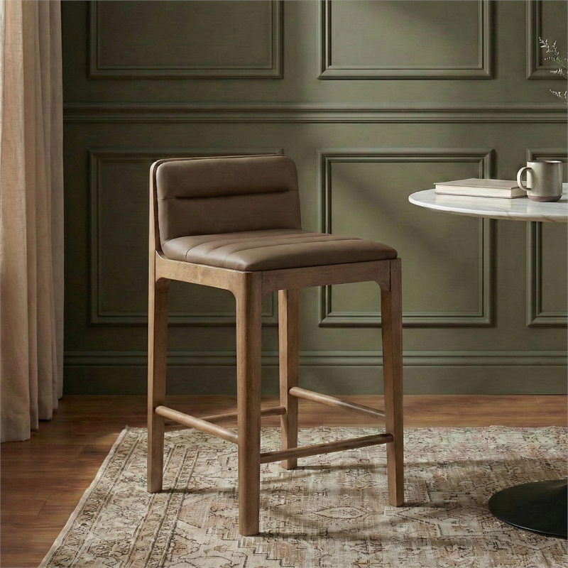 Meridian Furniture Ellis Brown Vegan Leather Counter Stool (Set of 2)