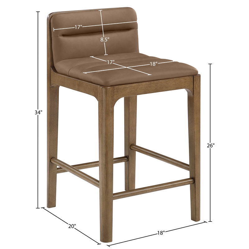 Meridian Furniture Ellis Brown Vegan Leather Counter Stool (Set of 2)