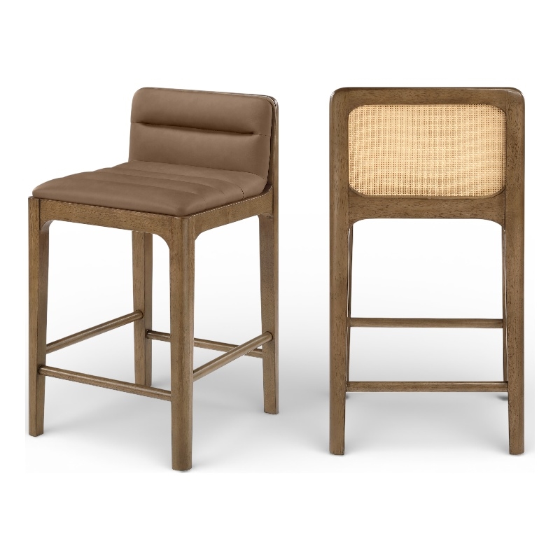Meridian Furniture Ellis Brown Vegan Leather Counter Stool (Set of 2)