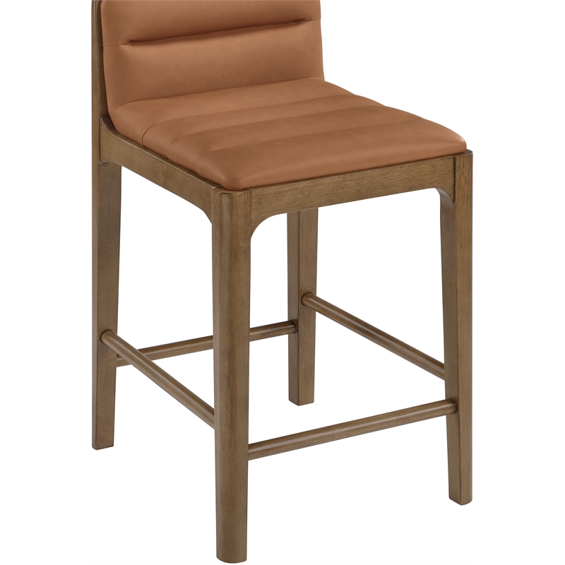 Meridian Furniture Ellis Cognac Vegan Leather Counter Stool (Set of 2)