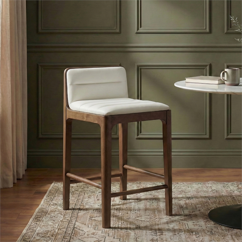 Meridian Furniture Ellis Cream Vegan Leather Counter Stool (Set of 2)