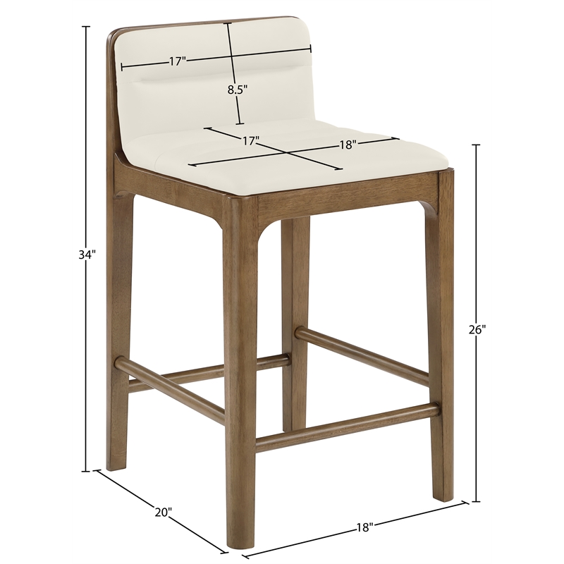 Meridian Furniture Ellis Cream Vegan Leather Counter Stool (Set of 2)