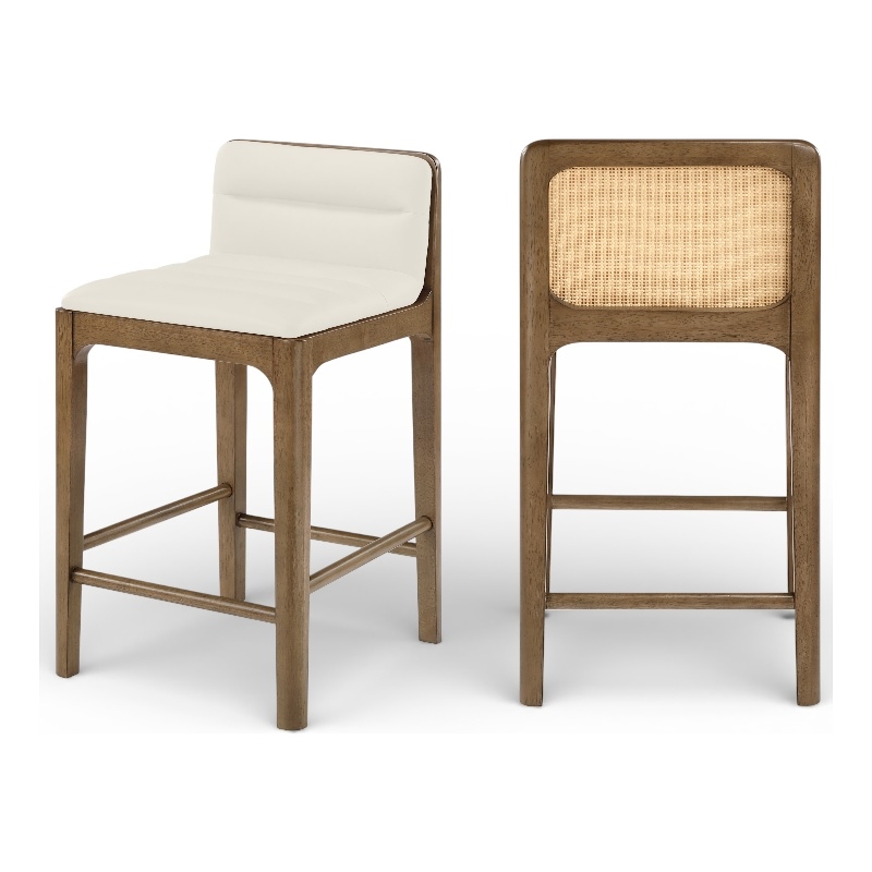 Meridian Furniture Ellis Cream Vegan Leather Counter Stool (Set of 2)