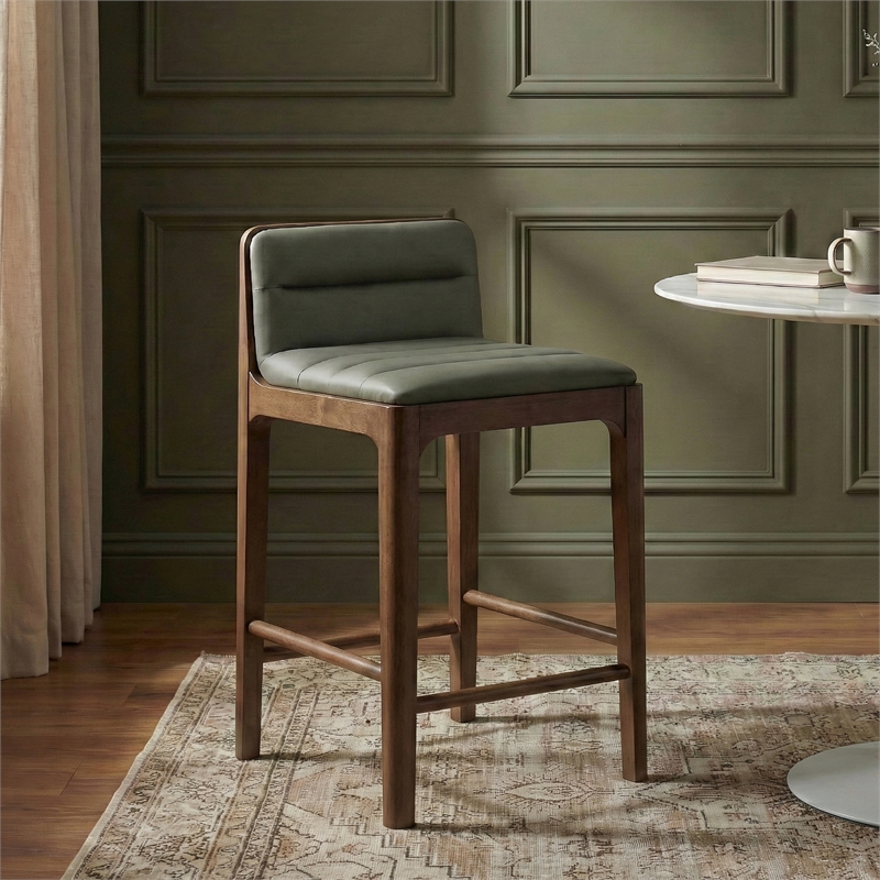 Meridian Furniture Ellis Green Vegan Leather Counter Stool (Set of 2)