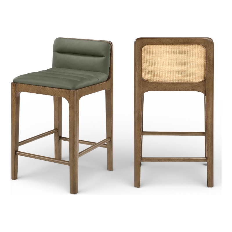 Meridian Furniture Ellis Green Vegan Leather Counter Stool (Set of 2)