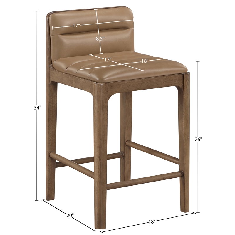 Meridian Furniture Ellis Tan Vegan Leather Counter Stool (Set of 2)