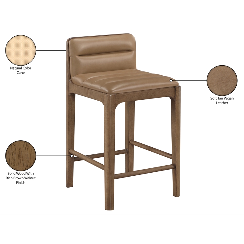 Meridian Furniture Ellis Tan Vegan Leather Counter Stool (Set of 2)