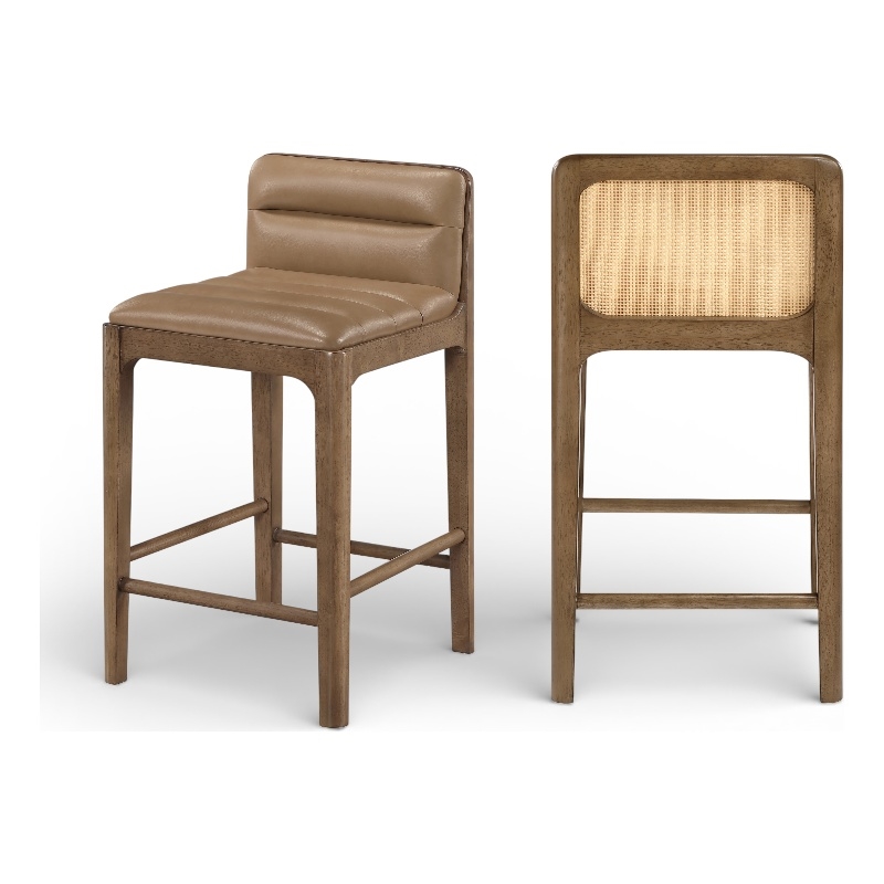Meridian Furniture Ellis Tan Vegan Leather Counter Stool (Set of 2)