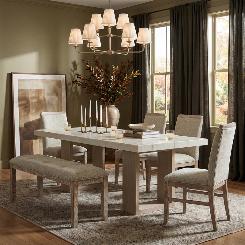 Meridian Furniture Ananda Beige Fabric Upholstered Bench
