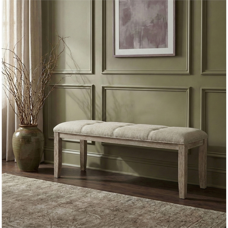 Meridian Furniture Ananda Beige Fabric Upholstered Bench