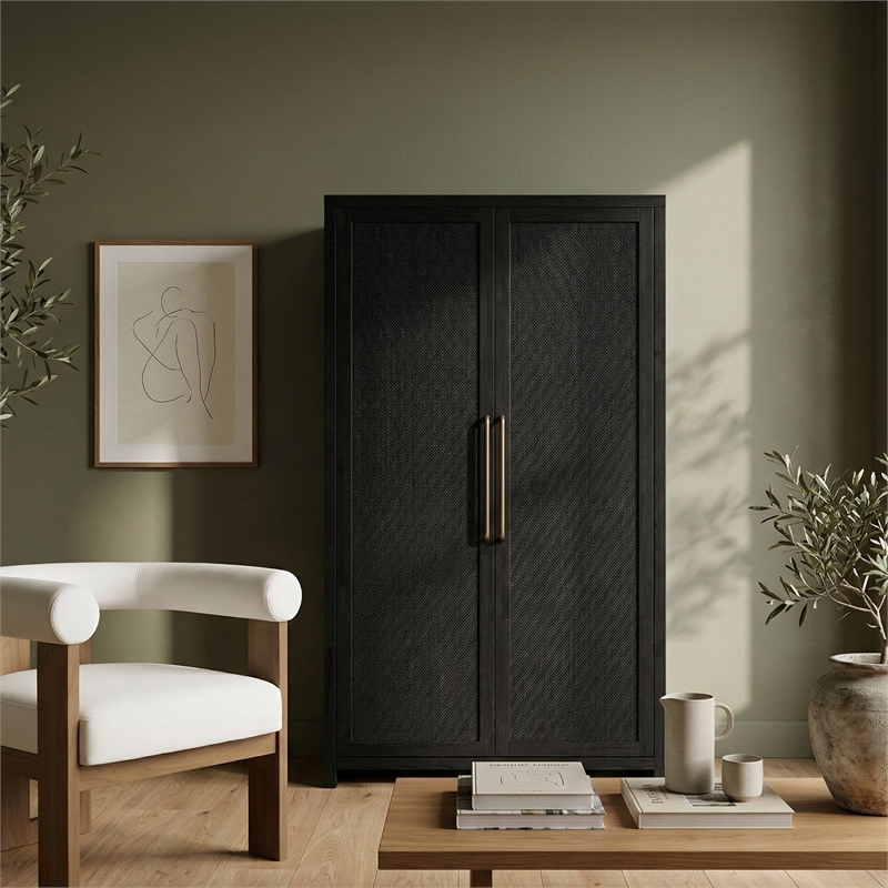 Meridian Furniture Vana Black Solid Wood Storage Cabinet