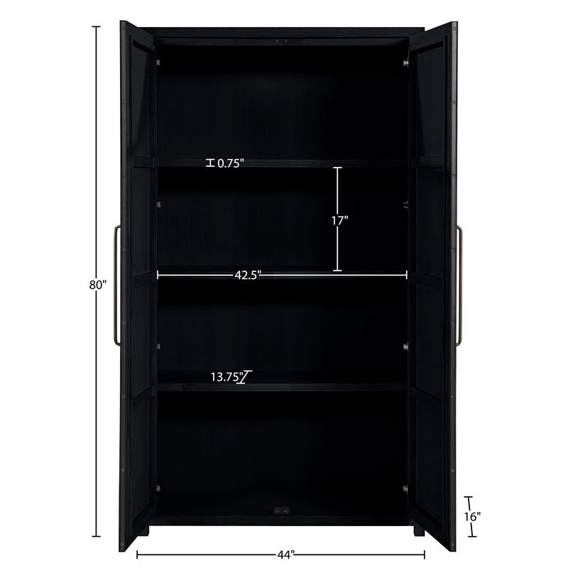 Meridian Furniture Vana Black Solid Wood Storage Cabinet
