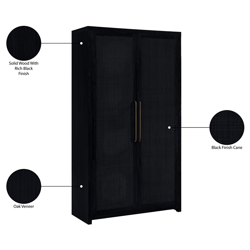 Meridian Furniture Vana Black Solid Wood Storage Cabinet