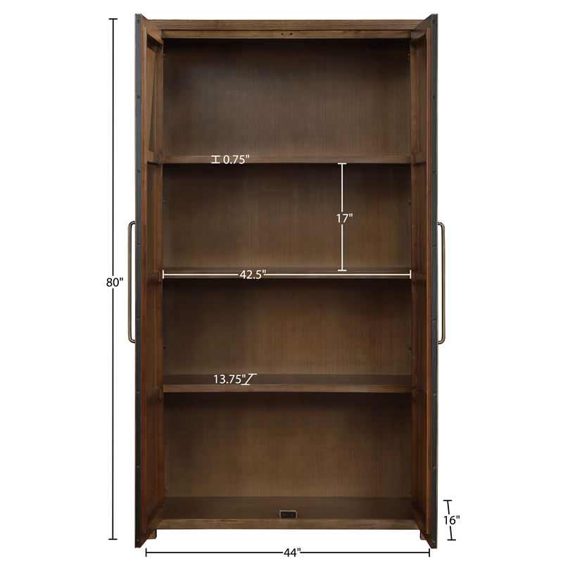 Meridian Furniture Vana Brown Solid Wood Storage Cabinet