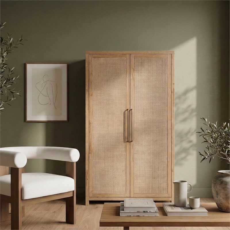 Meridian Furniture Vana Natural Solid Wood Storage Cabinet
