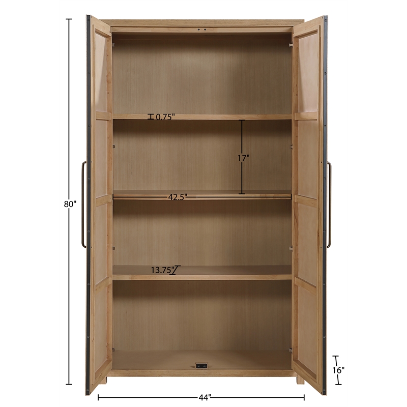 Meridian Furniture Vana Natural Solid Wood Storage Cabinet