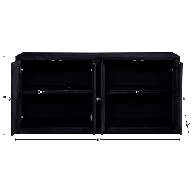 Meridian Furniture Vero Black Solid Wood And Oak Veneer 2pc. Sideboard/Buffet