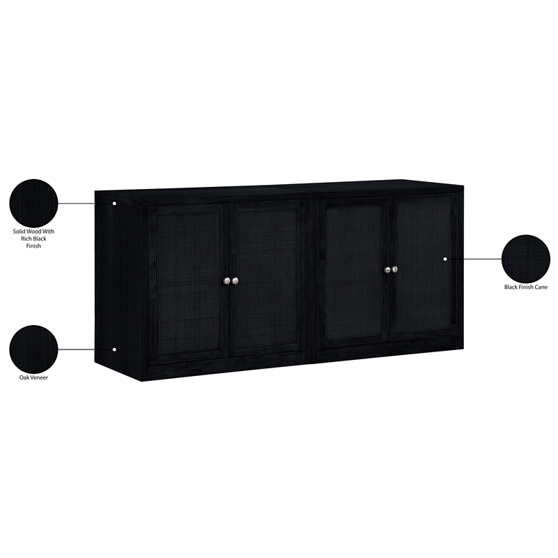 Meridian Furniture Vero Black Solid Wood And Oak Veneer 2pc. Sideboard/Buffet