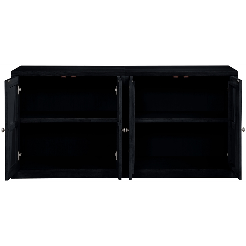 Meridian Furniture Vero Black Solid Wood And Oak Veneer 2pc. Sideboard/Buffet
