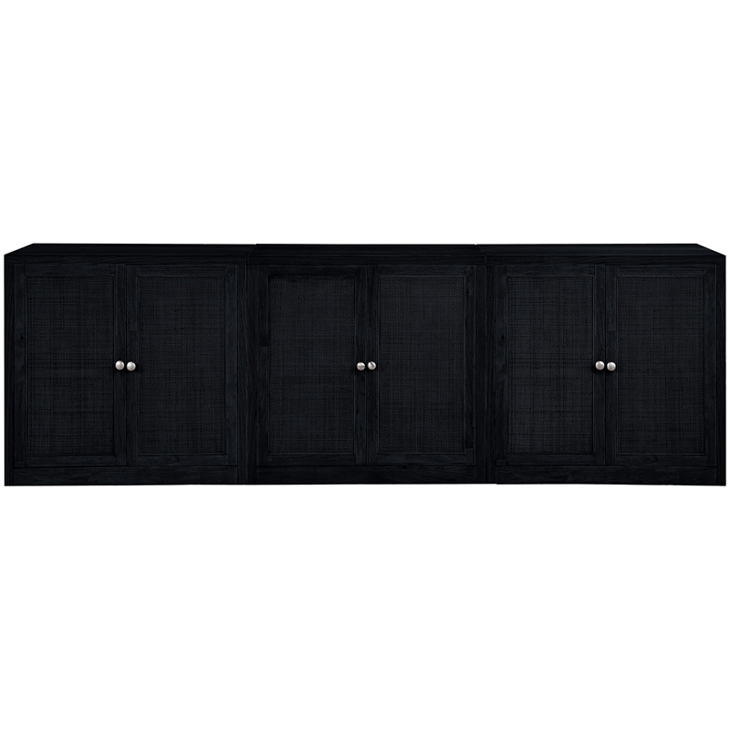 Meridian Furniture Vero Black Solid Wood And Oak Veneer 3pc. Sideboard/Buffet