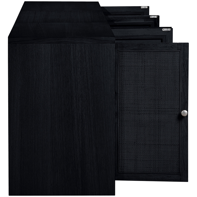 Meridian Furniture Vero Black Solid Wood And Oak Veneer 3pc. Sideboard/Buffet
