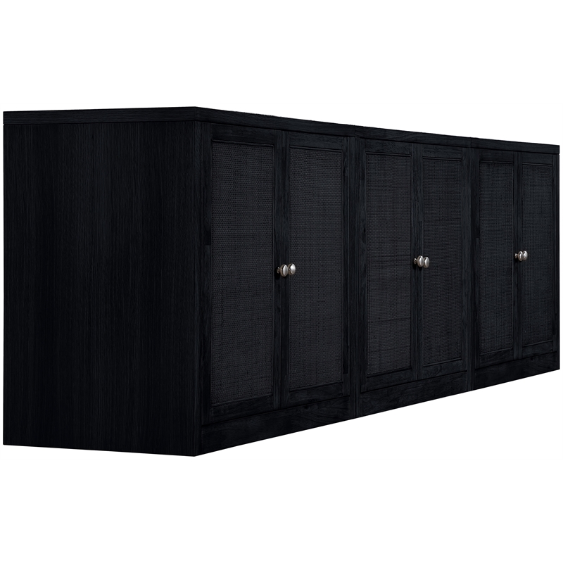 Meridian Furniture Vero Black Solid Wood And Oak Veneer 3pc. Sideboard/Buffet