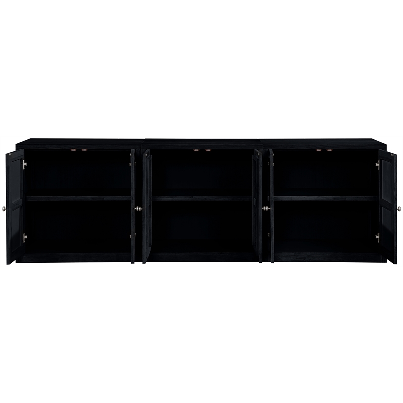 Meridian Furniture Vero Black Solid Wood And Oak Veneer 3pc. Sideboard/Buffet