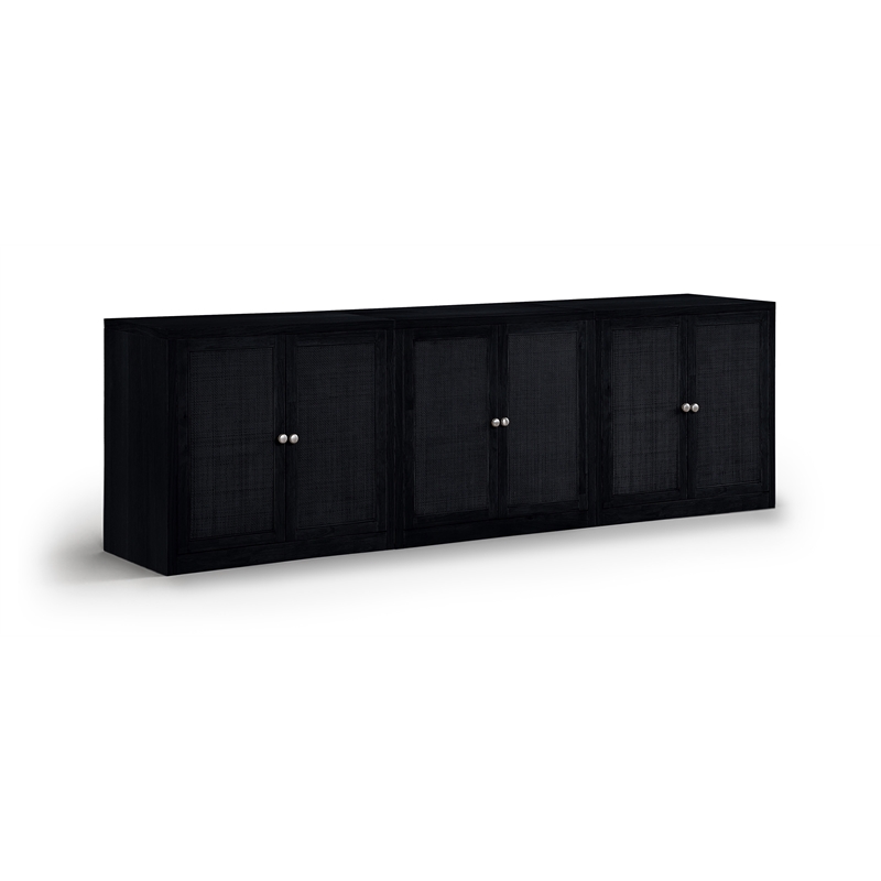 Meridian Furniture Vero Black Solid Wood And Oak Veneer 3pc. Sideboard/Buffet