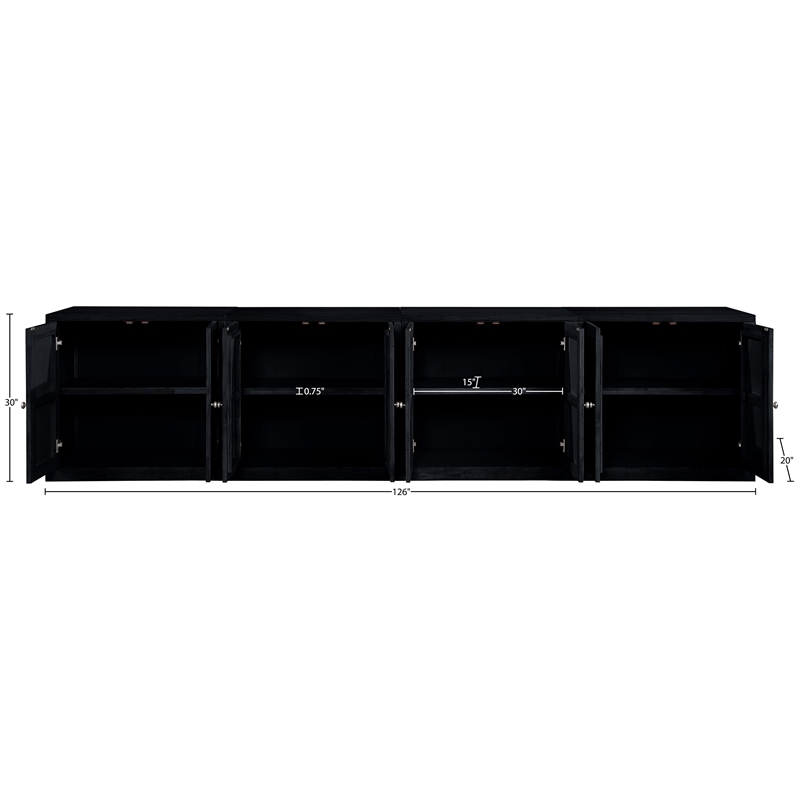 Meridian Furniture Vero Black Solid Wood And Oak Veneer 4pc. Sideboard/Buffet
