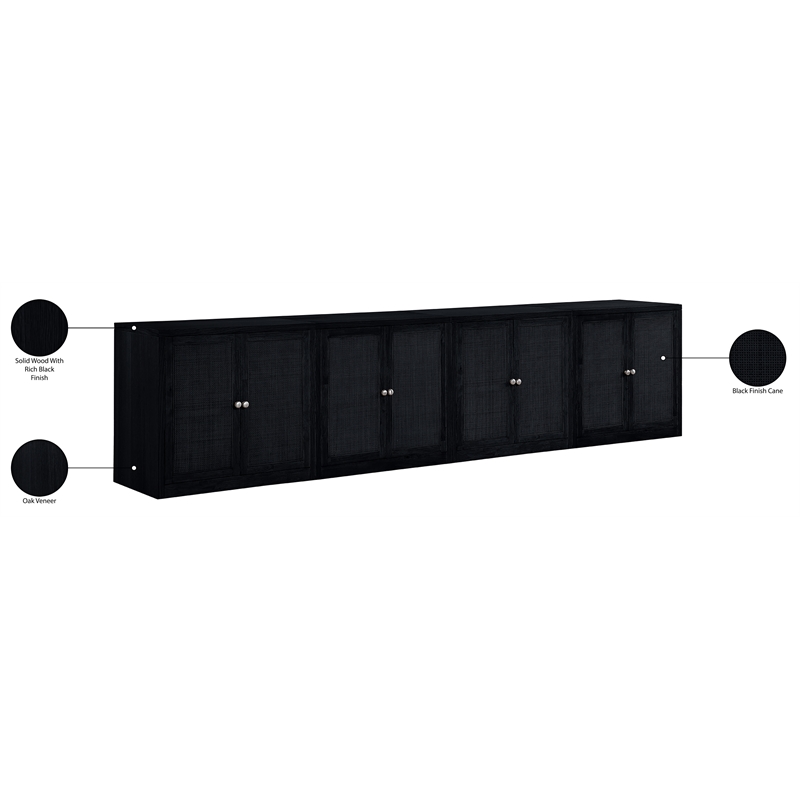 Meridian Furniture Vero Black Solid Wood And Oak Veneer 4pc. Sideboard/Buffet