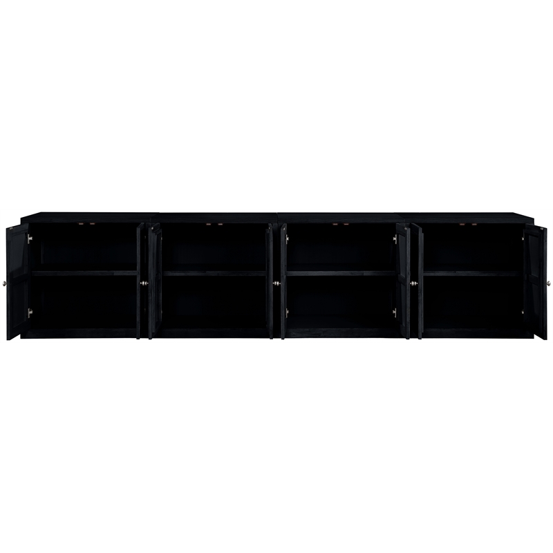Meridian Furniture Vero Black Solid Wood And Oak Veneer 4pc. Sideboard/Buffet