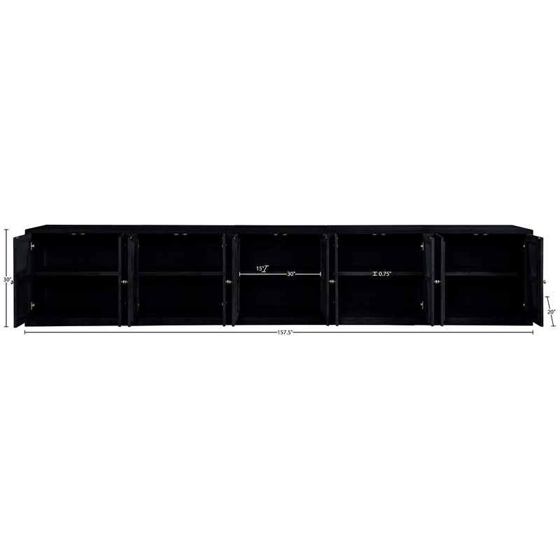 Meridian Furniture Vero Black Solid Wood And Oak Veneer 5pc. Sideboard/Buffet