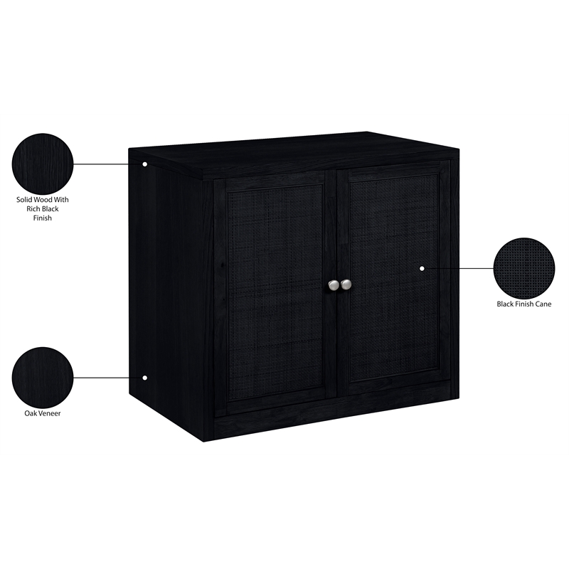 Meridian Furniture Vero Black Solid Wood And Oak Veneer Sideboard/Buffet